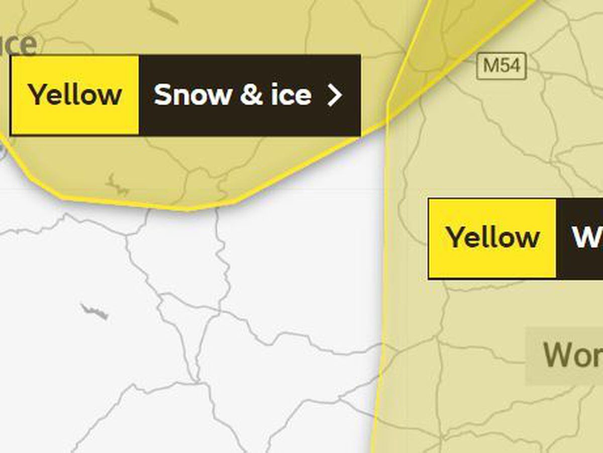Two yellow weather warnings affect parts of Shropshire. Picture: Met Office