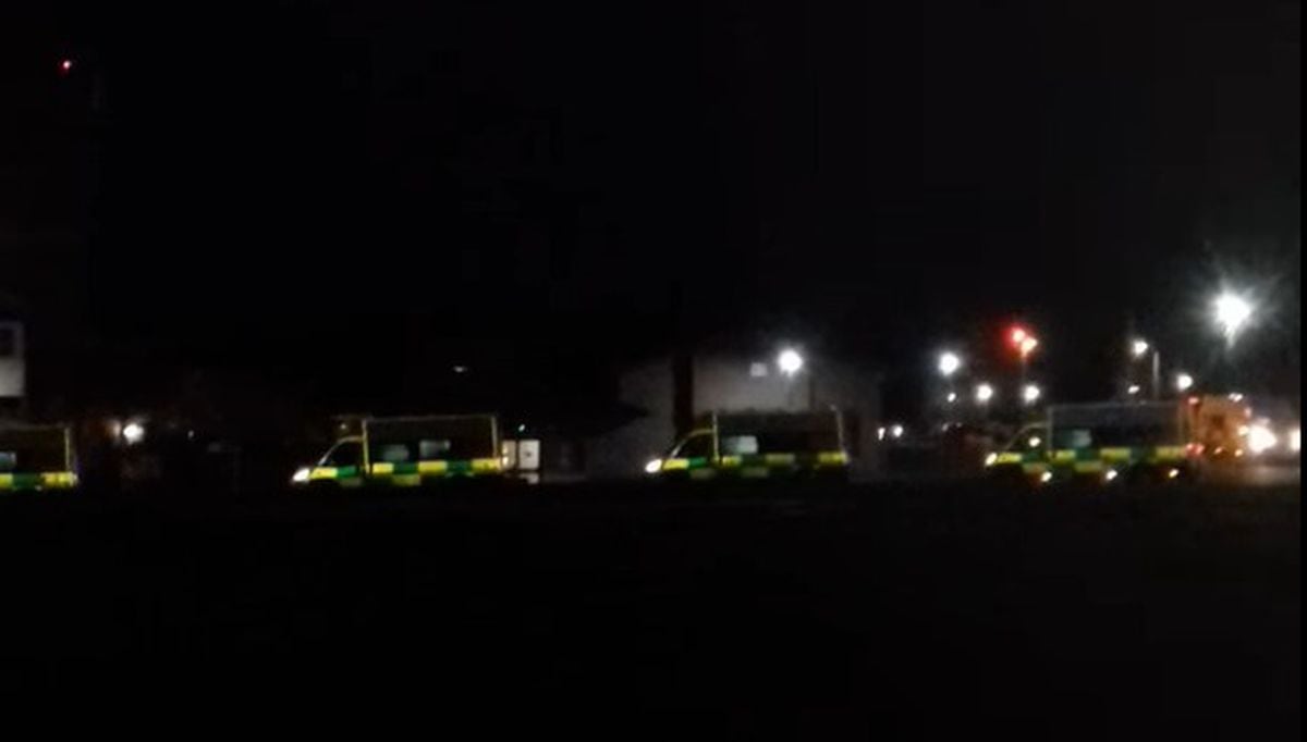 Ambulances queuing at Royal Shrewsbury Hospital earlier this year