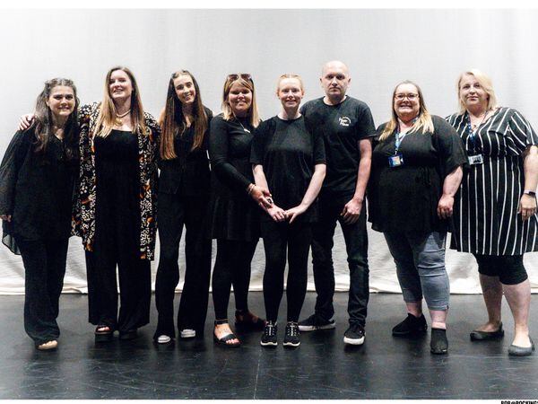  Performing Arts teachers Tara Edwards, Aimee Ingham, Opal Trevor and Jessie Vaughan, supported intern Anna Redding, Rocking Horse founder Gareth Thomas and Work Experience team Abi Baker and Natalie Martin.