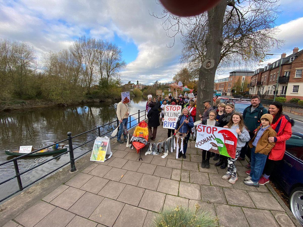 Up Sewage Creek campaigners have held protests about sewage being discharged into the River Severn