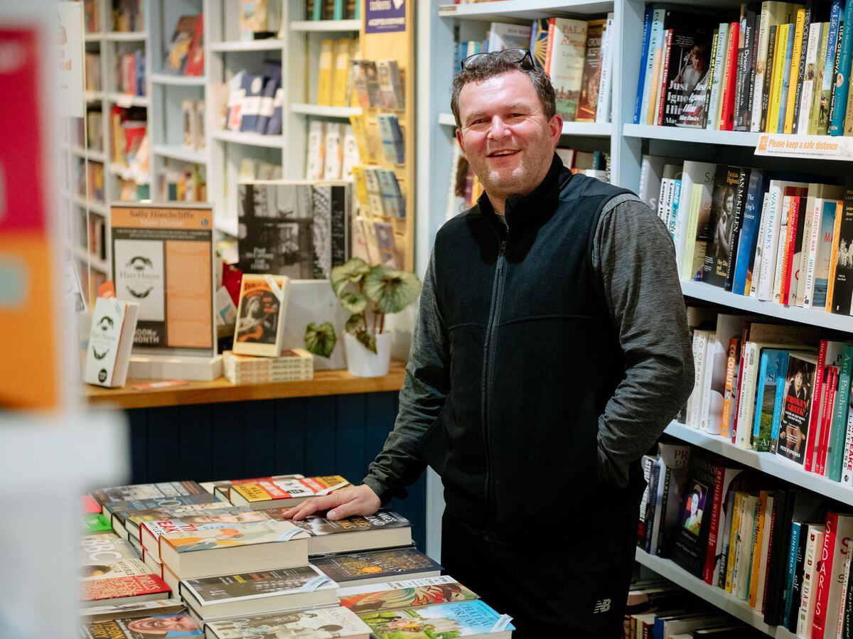 BORDER COPYRIGHT SHROPSHIRE STAR JAMIE RICKETTS 24/01/2022 - Vox Pop for Oswestry Masterplan for Festival Square. In Picture: Tim Morris of Booka Bookshop.