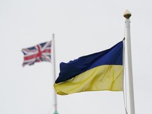 A Ukrainian and Union flag