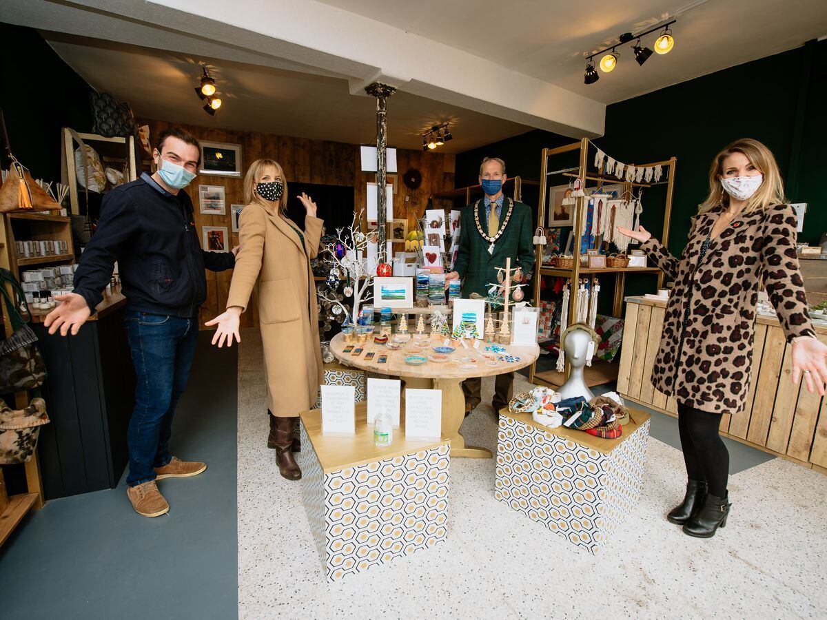 Flashback to November 2020 when the then Oswestry Mayor Duncan Kerr opened Under One Roof. Pictured are, from left, Josh Rogers, Sarah Wright, Mayor Duncan Kerr and Lauren Dalglish.