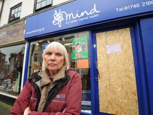 Assistant manager Jenny Day outside the Mind shop in Bridgnorth that was burgled