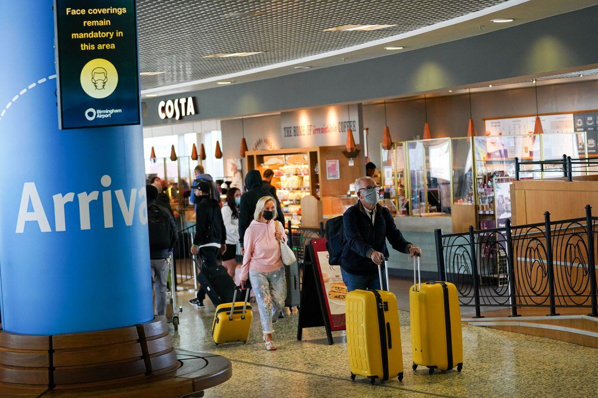 Passengers arriving at Birmingham Airport