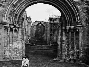 The ruins of Lilleshall Abbey in 1958 - the little girl is not identified