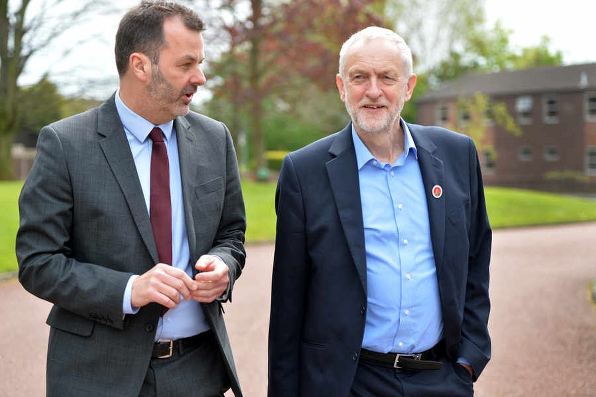 Labour Leader Jeremy Corbyn visits the Shropshire Star with deputy editor Mark Drew