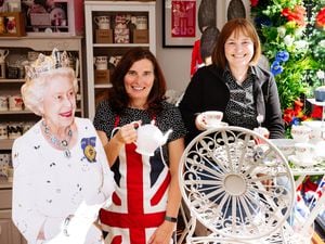 Sharon Dudley and Janet Lovatt at Number 45 in Newport have been preparing for the high street celebrations this weekend with their special Jubilee window display