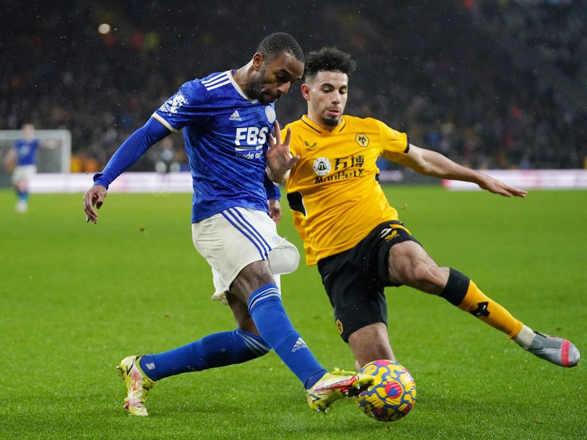 Leicester’s Ricardo Pereira, left, has been ruled out for up to six months after Achilles surgery