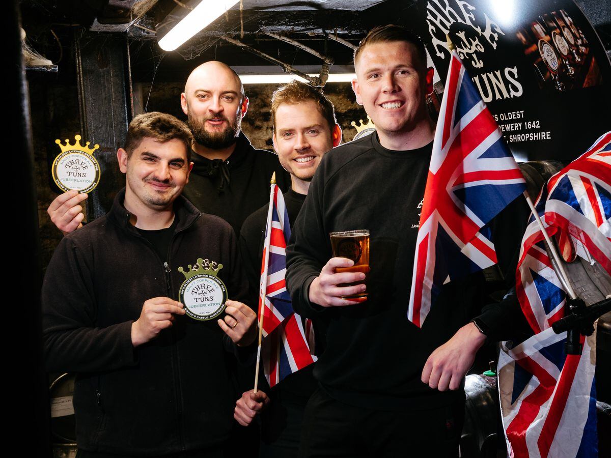 The Three Tuns Brewery in Bishops Castle has released a special Jubilee themed Ale. From left are, Toby Sivester, Josh Russell, Mark Hudson and Kieran Jones.