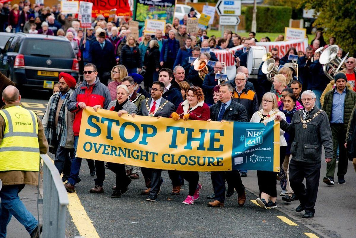 Thousands of people marched through the streets of Telford earlier this month, calling for an end to plans for an overnight closure of the town's A&E.