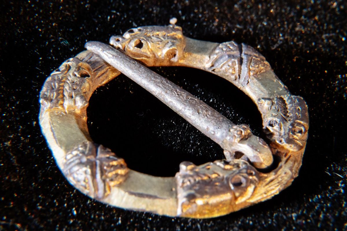 A rare early medieval gilded silver brooch has also been found