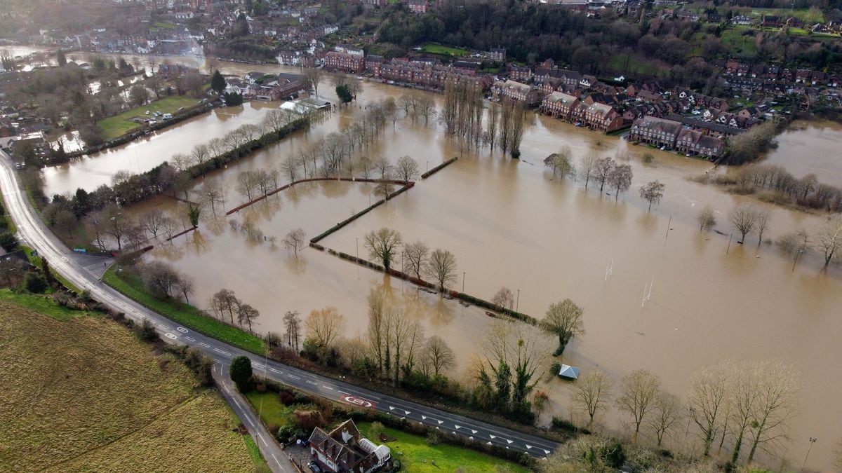 Aerial photo over Severn Park and the rugby club in Bridgnorth