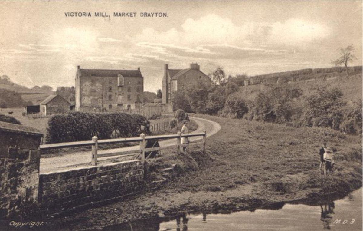 Victoria Mill near Walk Mill Bridge, the site of former horsehair factory in Market Drayton. Postcard provided by local historian Peter Brown 