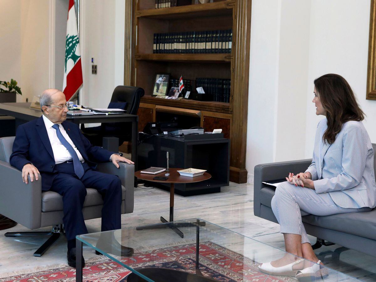 Lebanese President Michel Aoun with US Ambassador Dorothy Shea