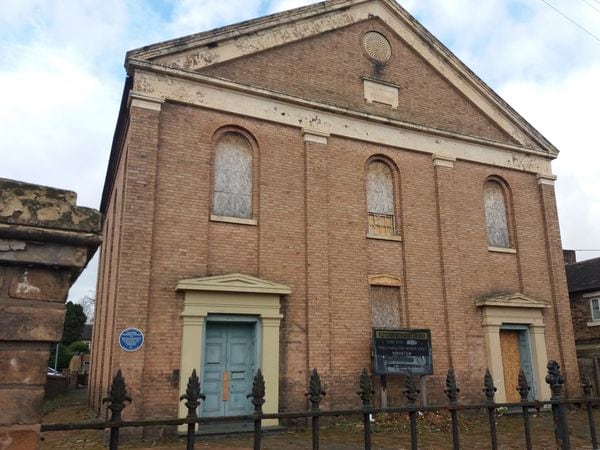Madeley pic. The Fletcher Methodist Church pictured on February 2, 2022. As you can see it is boarded up. Fletcher Memorial Centre (at the rear, apparently). John Fletcher. Madeley church. Madeley chapel. Madeley Wesleyan Chapel. Library code: Madeley pic 2022. Madeley 2022..