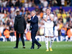Leeds United's Luke Ayling appears dejected after being relegated to the Sky Bet Championship at the end of the Premier League match at Elland Road, Leeds. Picture date: Sunday May 28, 2023..
