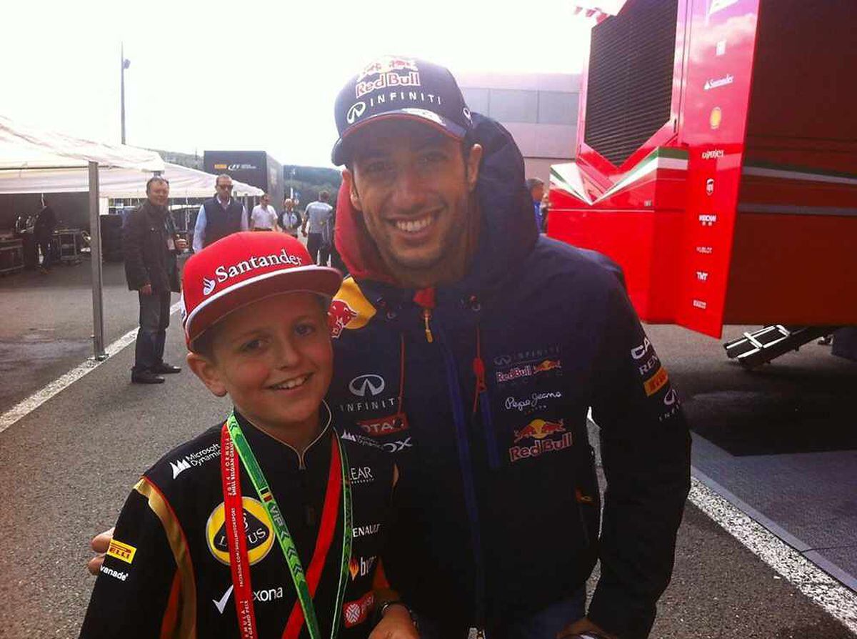 Jed with Belgium GP winner Daniel Ricciardo of Australia