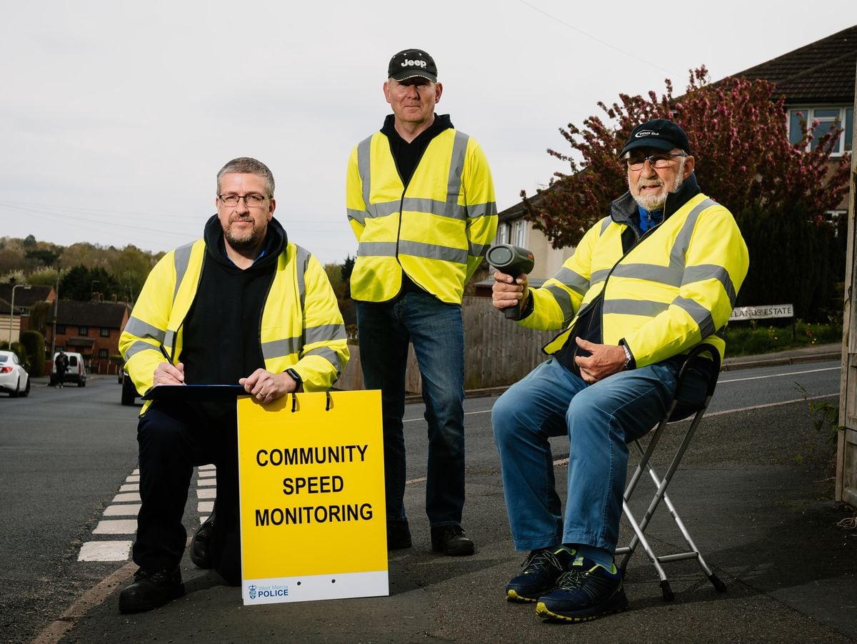 Clive Luty, Andrew Swire and Kevin Read-Jones, residents of Market Drayton, have set up a speed watch group, pictured here on Dalelands Estate in Market Drayton