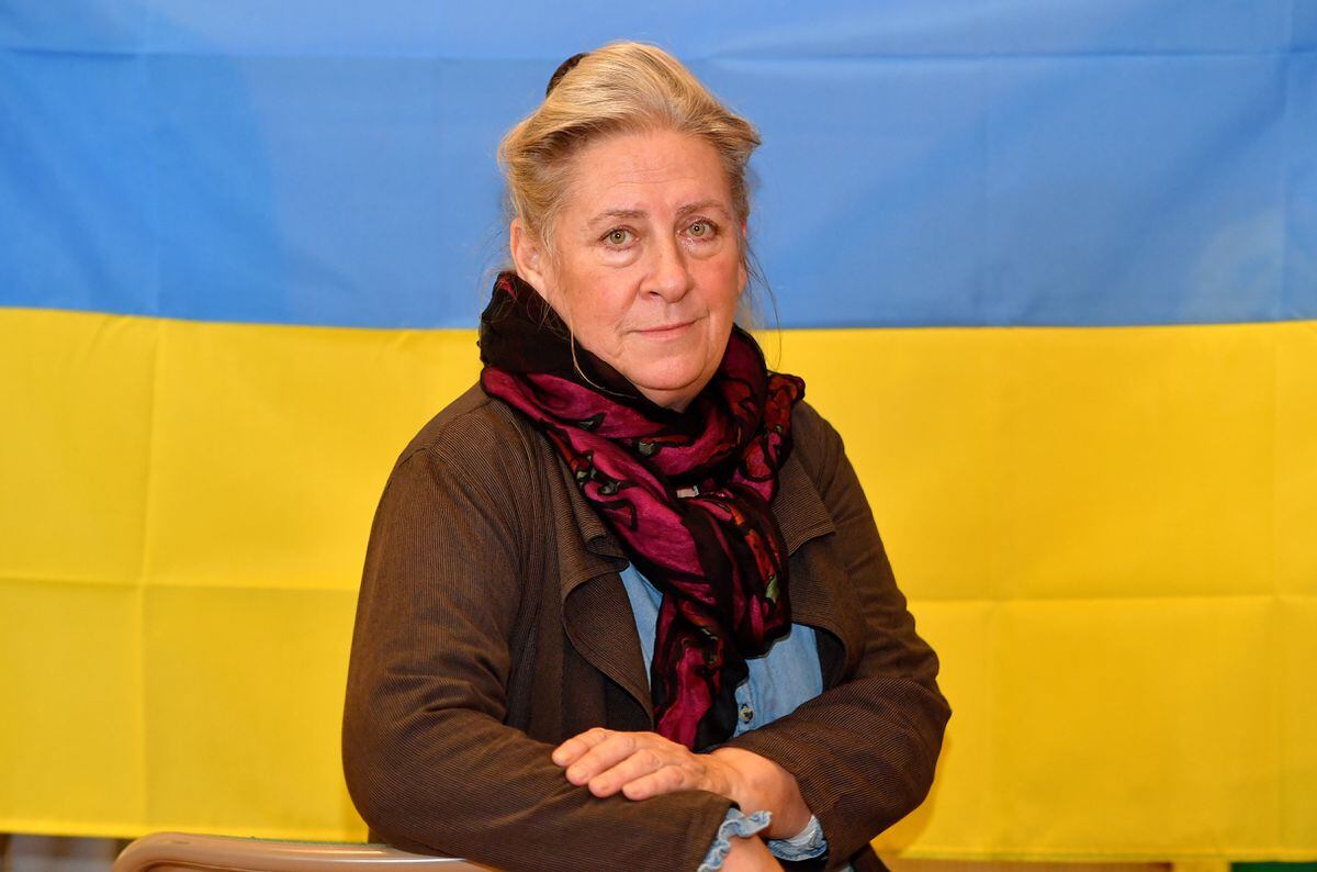 Lisa Beznosiuk, who has family in Ukraine, spoke at the event