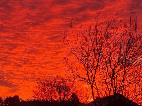 The stunning red sky over over Doseley. Picture: Lisa Giles.