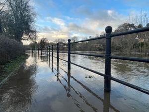 River levels remain high in Bridgnorth but risk of flooding is 'low'. Captured at 9am today