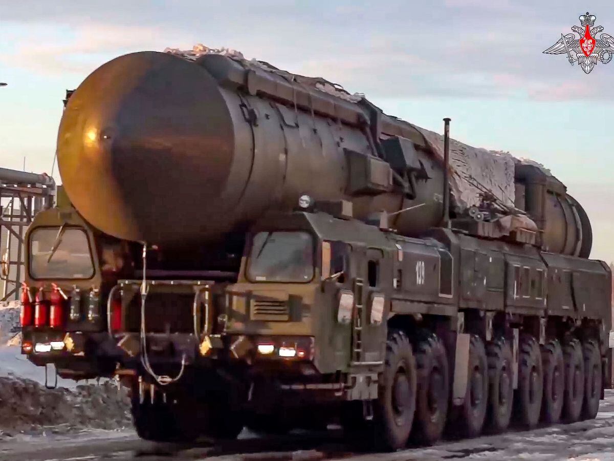 A Yars missile launcher being driven in an undisclosed location in Russia