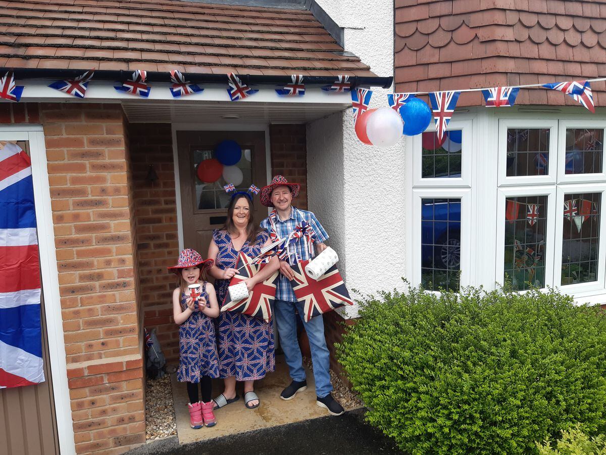 Party family, from left, Abbie Whittock, 6, with her mum Claire and dad Andy