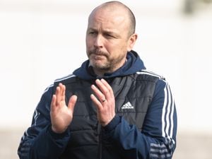 Bucks boss Paul Carden was very frustrated with what he saw from his Telford side in defeat at Hereford on Good Friday. Pic: Kieren Griffin Photography.