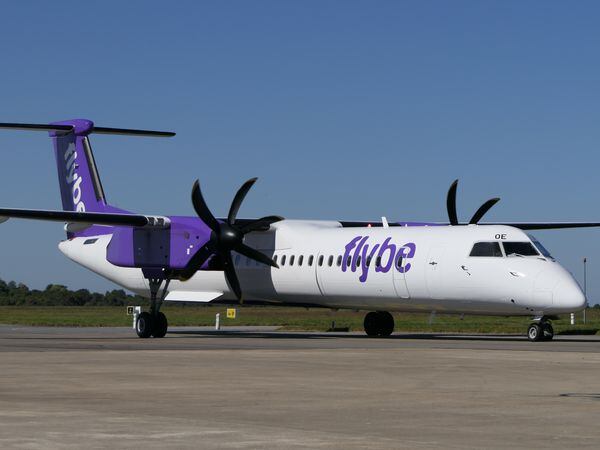 A Flybe aircraft ready to take off at Birmingham Airport