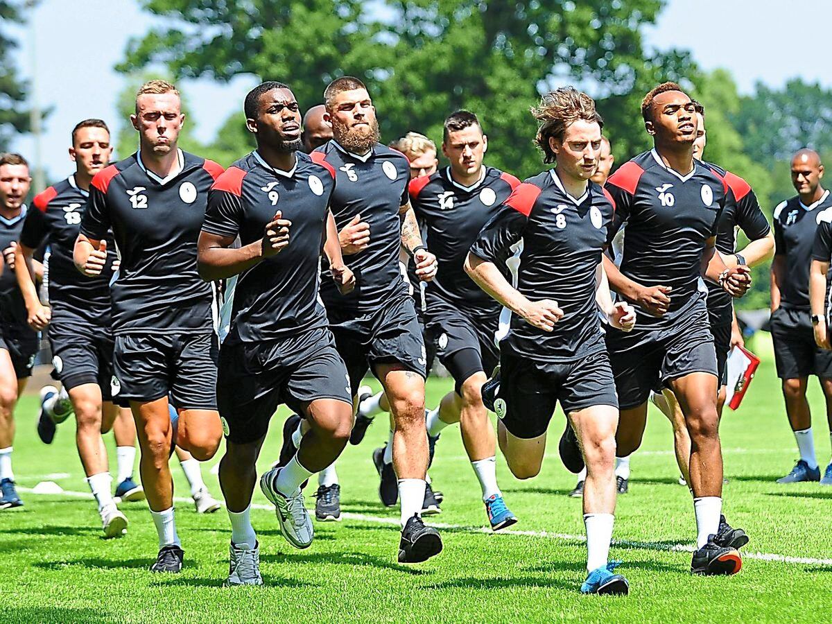 AFC Telford United players back in pre-season training at Lilleshall 