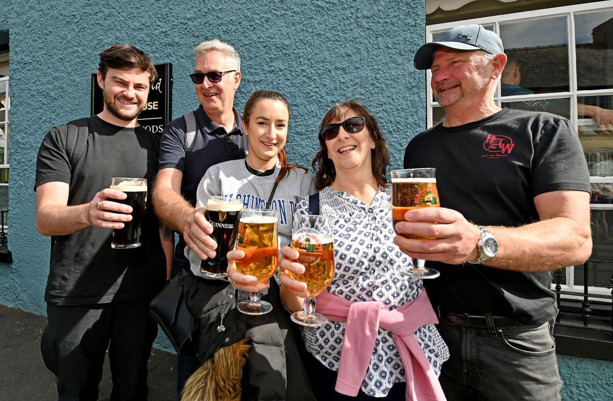 The Cookson family enjoy pint at the event