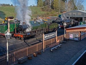 View of the SVR's loco yard at Bridgnorth, as engines are prepared for the day's services. 