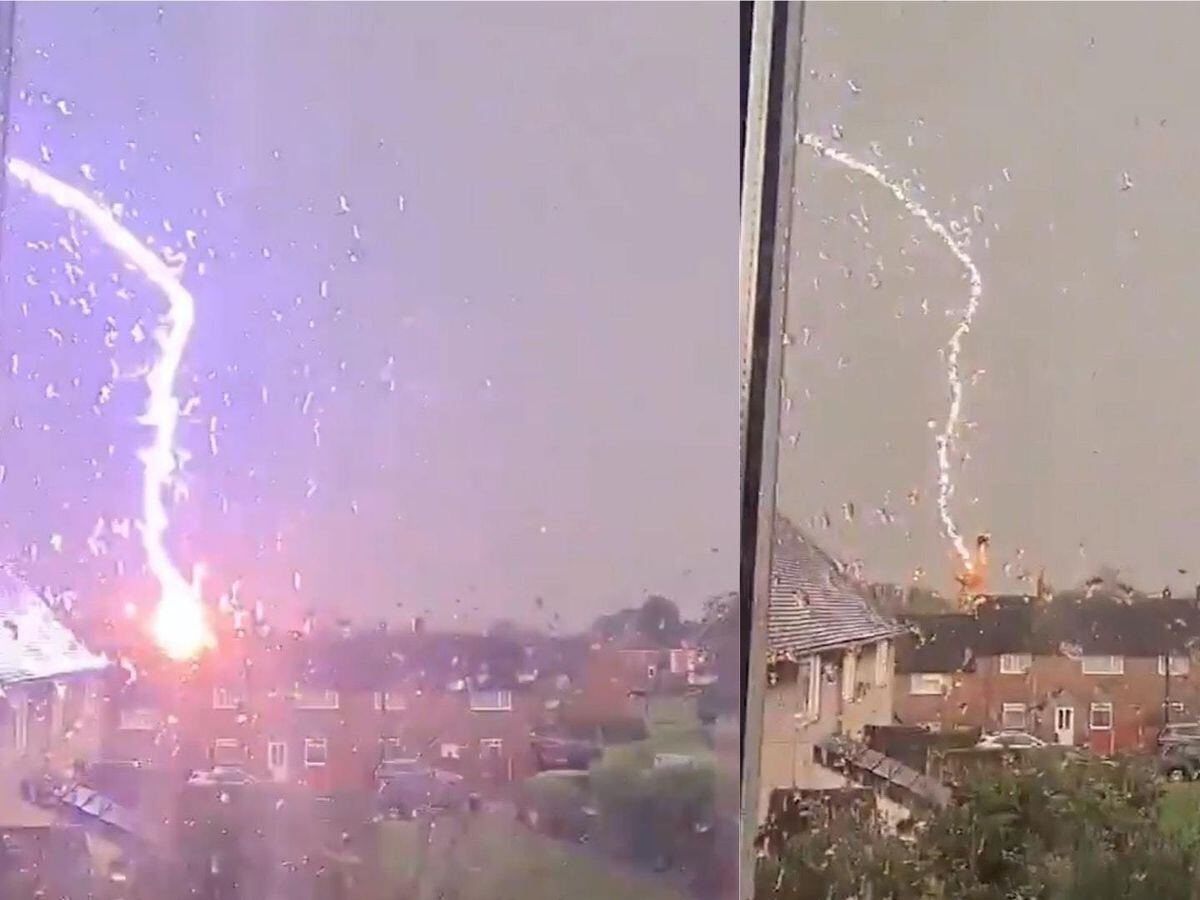 A fork of lightning surprises a resident in Gwersyllt, Wrexham