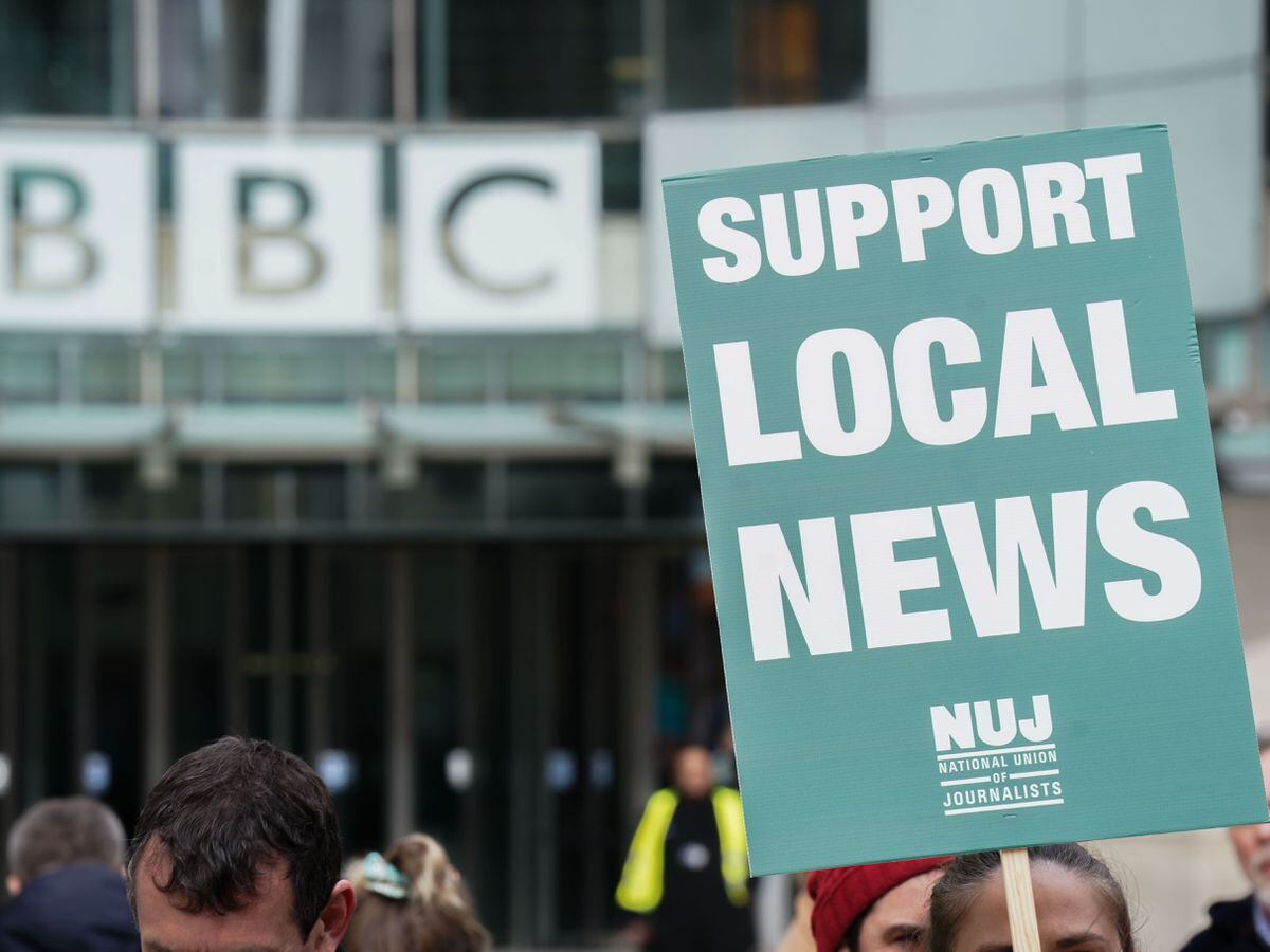 NUJ members at the BBC during a previous picket line at Broadcasting House in central London