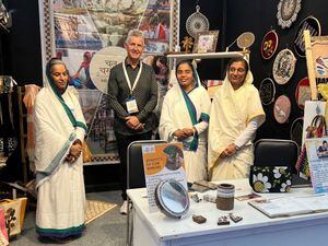 Clive Knowles with some of the Jain nuns