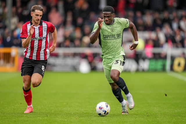Joe Gbode on the ball for Luton last term. 
