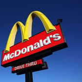 File photo of a McDonald's drive thru sign. (Photo by Justin Sullivan/Getty Images)
