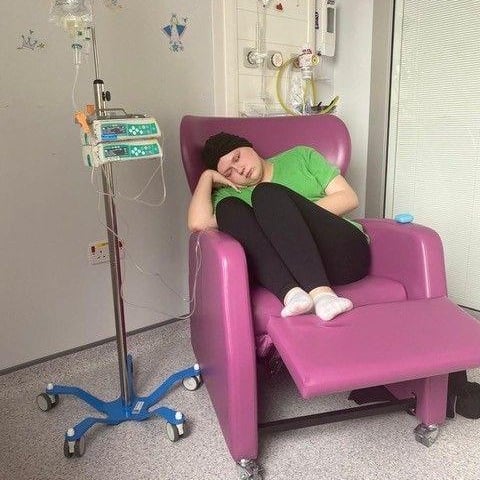 Grace nearing the end of her chemotherapy.