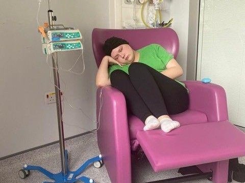 Grace nearing the end of her chemotherapy.