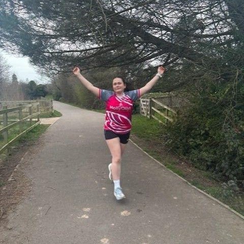 Grace Ashwell in training for The London Marathon.