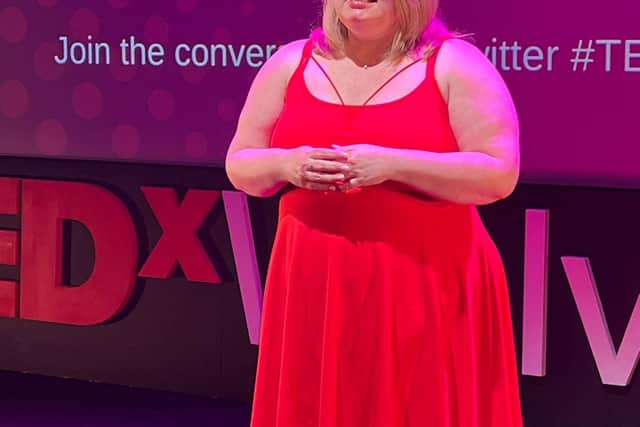 Emma Rushton speaking at Tedx Wolverhampton in 2024