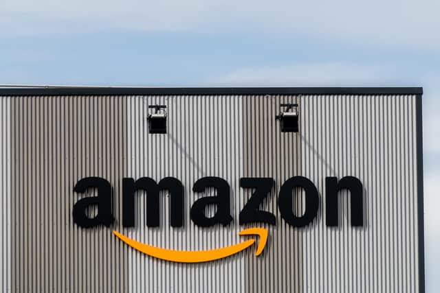 File photo of an amazon logo on a building